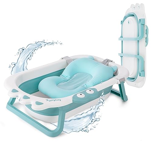 Babify Shower Bañera Plegable de Bebe - Cojin Incluido - Plegado ultra compacto - Antideslizante - Color Menta - Nuevo Modelo