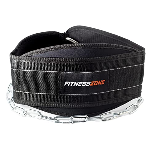 FitnessZone Cinturon Lastre Dominadas Nylon Suave y Resistente con Cadena de 100 cm y Mosquetones Incluidos, Cinturon Lastre para Calistenia y Crossfit, Cinturon de Lastre Versatil para Paralelas