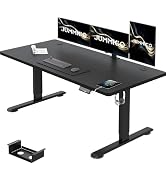 JUMMICO In hoogte verstelbaar bureau 140 x 70 cm met kabelgoot, in hoogte verstelbaar elektrisch S...