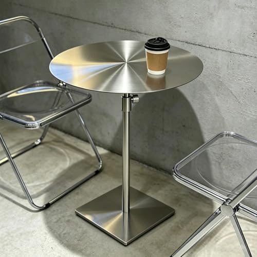 Table d'appoint réglable en acier inoxydable argenté brillant durable