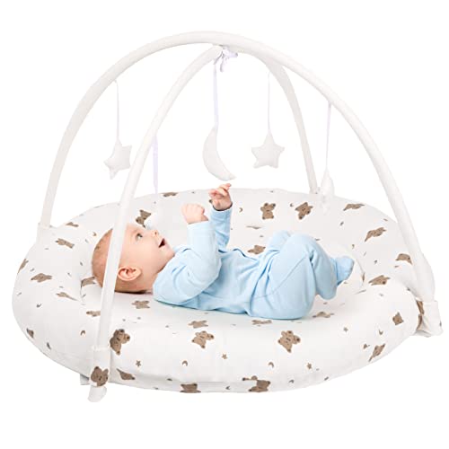 Image of Beright Baby Gym, Baby Play Gym with Movable and Detachable Hoops, Activity Center with Hanging Out Toys in Shape of a Moon and Stars, Perfect Newborn Toys, Bear