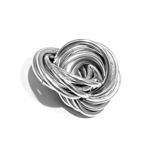 MÃ¶bii Fidget Ball (Solid Color): Quiet Mobius ADHD Anxiety Stim Stress Relief Toy Tool for Home Travel Office or Desk (Medium, Half, SilverStar)
