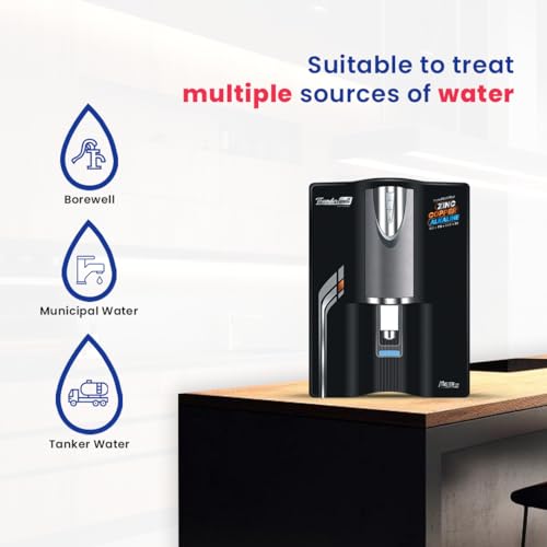 Image of Thunderwell MASTER ZX RO Water Purifier for Home | Zinc Copper Alkaline | 10 Stage Purification | TDS Controller | 9L Storage Tank | Black