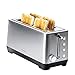 Cecotec Tostapane BigToast Extra Double. 1600W, in acciaio, 2 fessure lunghe extra-larghe per 4 fette, 4 funzioni predefinite, raccogli-briciole.