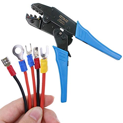 Crimpadora de Trinquete 0.5-6m² AWG 20-10 para Terminales Aislados