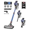 BuTure Cordless Vacuum Cleaner, 500W 38Kpa Stick Vacuum with Wall-Mounted Charging Dock Station, Touch Display, 55min Detachable Battery, 1.5L Dust Cup, Vacuum Cleaners for Pet Hair/Carpet/Hard Floor