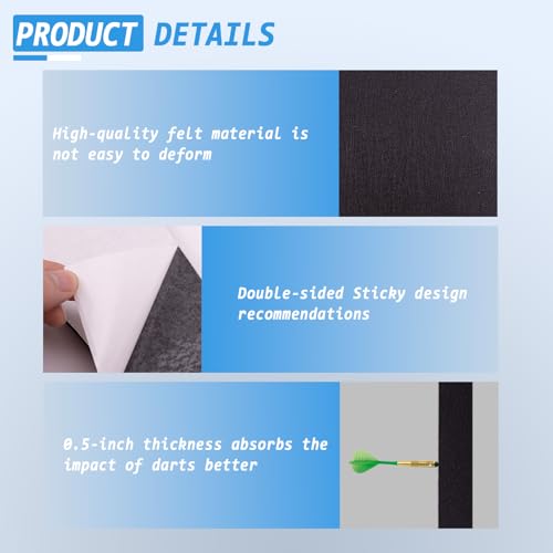 Dart Board Wall Protectors, 35.4’’H*23.6’’H*0.5 Thickness,Dart Board Surround Wall Protector,Dartboard Wall Protector,Easy to Assemble,Prefect dart accessories,Blcak Color