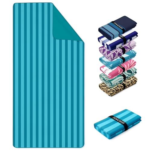 ZENACROSS Strandtuch XXL 90x180 cm - Mikrofaser Handtuch Groß - Schnelltrocknendes Handtuch Mikrofaser Sandfrei - Leichtes und Kompaktes - Tide