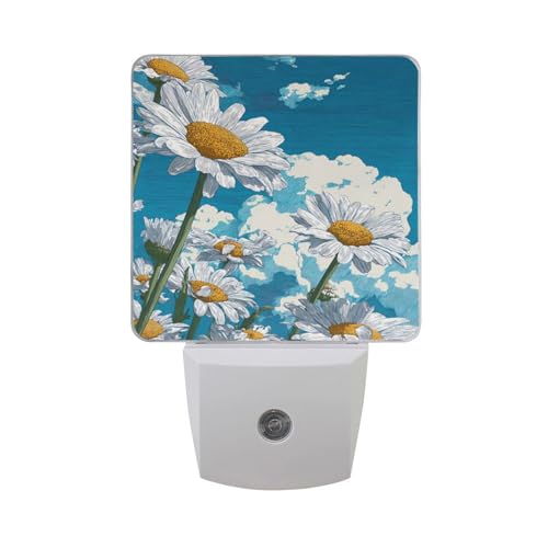 Lámpara de noche LED con sensor blanco y diseño floral miniatura 7