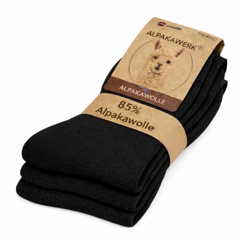 bhb 3 Paar Alpaka Socken Damen Herren 85% Alpakawolle Dünne Wollsocken Ganzjahres Thermosocken Atmungsaktive Haussocken (DE/NL/SE/PL Numerisch 43 46 3x Schwarz)