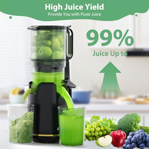 Masticating Juicer Machines,5.3\" Wide Mouth Juicer for Whole Fruits,Easy to Use - Thumbnail 2