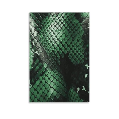Toile murale peau de serpent verte pour salon et chambre moderne
