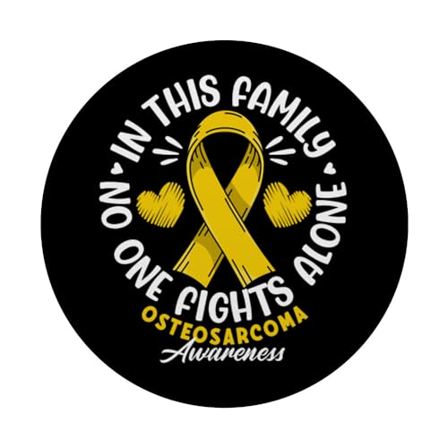 No One In This Family Fights Alone I Osteosarcoma PopSockets Swappable PopGrip, Black - Image 3