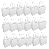 BAZEITFLOW 30 Piezas Bolsas de No Tejida Reutilizables Resistentes para Compras y Regalos Blancas Práctica Bolsa de Mano para Supermercado y Exteriores