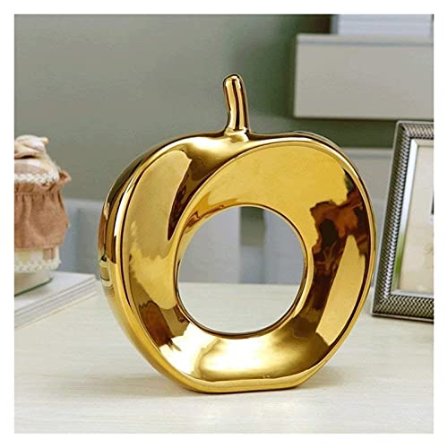 HANDIYA Sculpture Artisanale Abstrait Pomme Statue Céramique Sculpture Céramique Artisanat Décoration Accueil Décoration Salon Accessoires Lucky Art Figurines Cadeaux (Color : Gold)