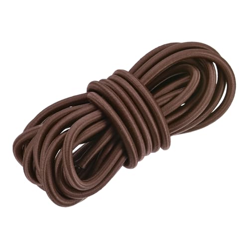 DMiotech 0.4 Inch Shock Cord, 25 Feet Brown Bungee Cord Tent Pole Shock Cord Round Elastic Kayak Rope Stretch String Marine Grade Heavy Polyester for DIY Projects Tie Downs