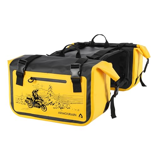 ARMOURAIN バイクのサイド・バッグ50L (25L*2) の座席袋サドル袋オートバイの付属品 (Yellow)