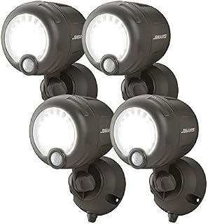Mr. Beams MB360XT Wireless Battery Operated outdoor Motion Sensor Activated 200 Lumen LED Spotlight, Brown, Set of 4