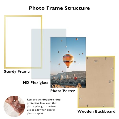 Image of JCJMY 17x24 Picture Frame Gold for Poster Photo Picture, Horizontal and Vertical Formats for Wall Hanging, 17 x 24 Wall Gallery Poster Photo Frame for 17 by 24 Photos Posters, Gold