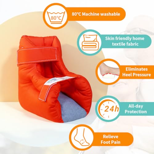 Image of EZ Assitive Heel Protector Sleeves - Open Heel Design for Pressure Relief, Adjustable Straps, Soft & Breathable Fabric, Fits Both Feet (1pc) - Ideal for Bedridden, Elderly & Diabetic Care