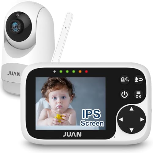 JUAN Video Baby Monitor with Camera and Audio - No WiFi Baby Camera Monitor with 3.2'' IPS Screen for Kids/Pets/Elderly, Pan/Tilt/Zoom Camera, 1000FT,...