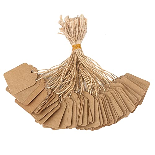jijAcraft 500Pcs Blank Tags with String, Brown Price Tags, 1.8x1.4Inch Kraft Paper Hangingtag for Small Business, Clothes Tag for Selling, Small Retail Marking Label, Writable Sales Tag for Jewelry