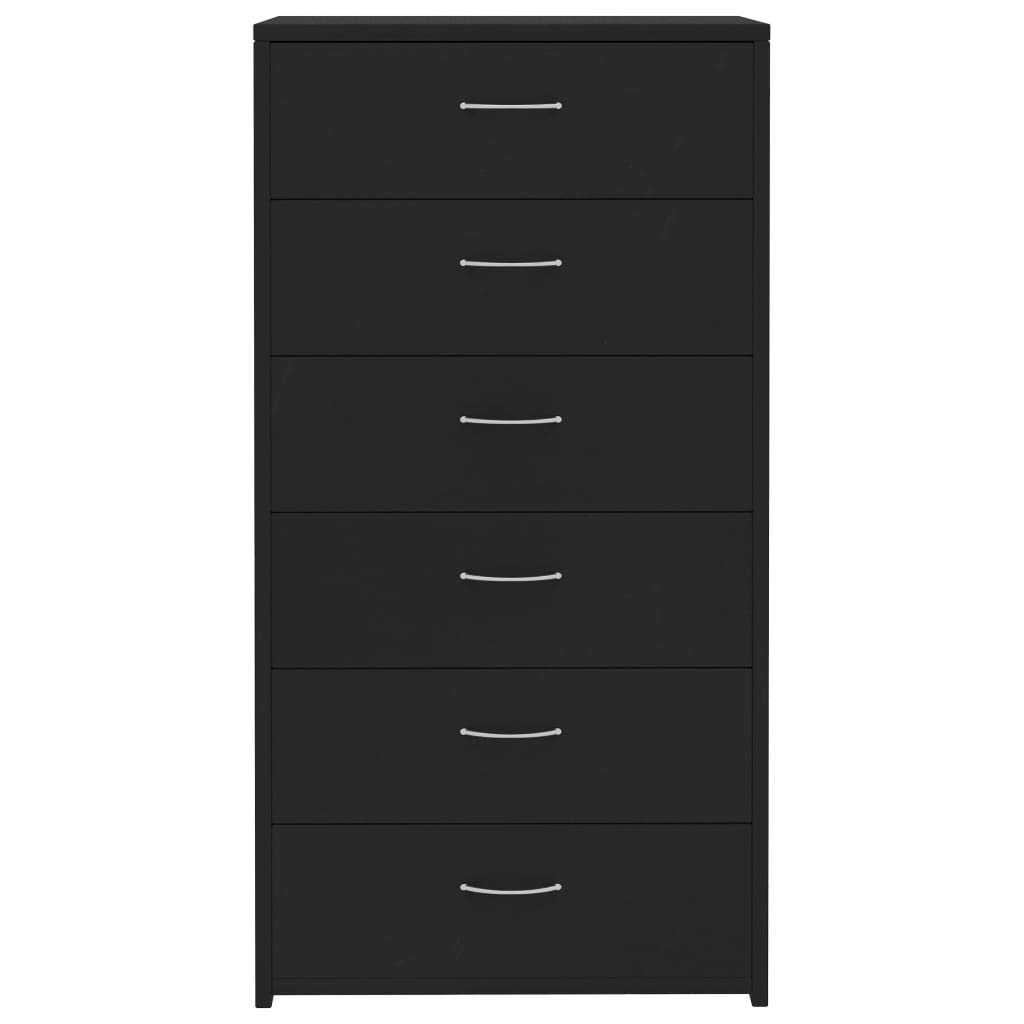 Festnight Meuble de Rangement Buffet avec 6 tiroirs Noir 50x34x96 cm Aggloméré