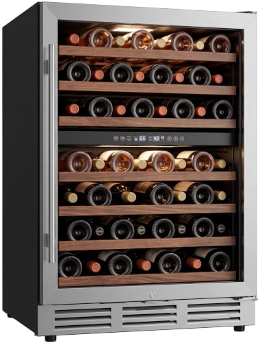 Icyglee 24" Wine Cooler Refrigerator,54 Bottle Dual Zone Wine Fridge,Silver