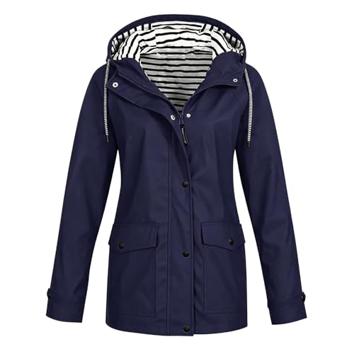 Cortavientos impermeable de mujer con capucha y cremallera para lluvia