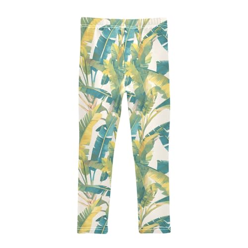 KLL Tropical Banana Leaf Girls Cotton Leggings Stretch Full Length Yoga Pants Sports2