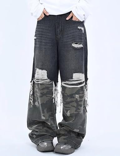 Y2k Camo Jeans Men Wide Leg Denim Pants Graphic Ripped Baggy Jeans Streetwear Women2