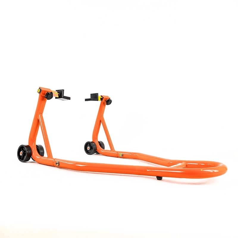 Béquille lève-Moto d'atelier avec Supports pour Roue arrière à Patins (Prise sous Bras oscillant) - Orange