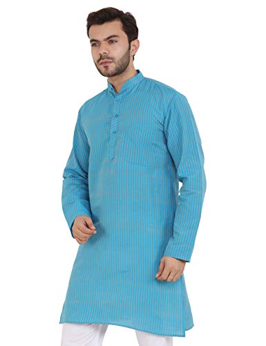 Image of LATEST CHIKAN Men's Cotton Blend Regular Striped Kurta