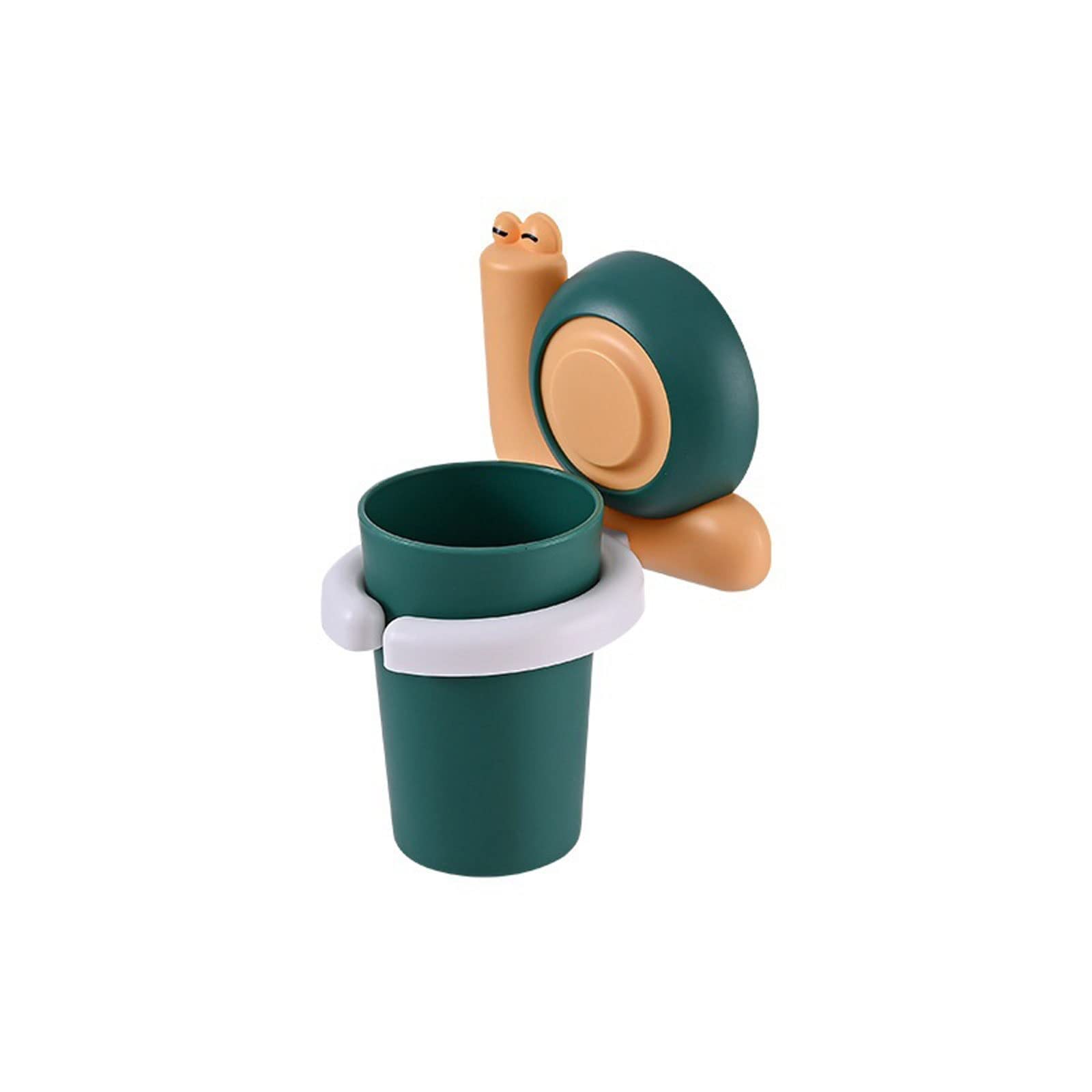 JINGYAN Toothbrush Holders Toothbrush Holder Wall Mounted Adhesive Toothpaste Cup Cartoon Cute For Bathroom Snail(Green)