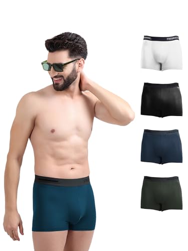 Image of Freecultr Men's Micromodal Airsoft Trunks - Anti-Bacterial, Sweat-Proof, Ultra-Soft, No Itch, No Chafing, Breathable Comfort Men's Underwear Combo Pack of 5
