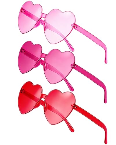 Virtue morals 3 Pair Heart Shaped Sunglasses for Women Valentine's Party