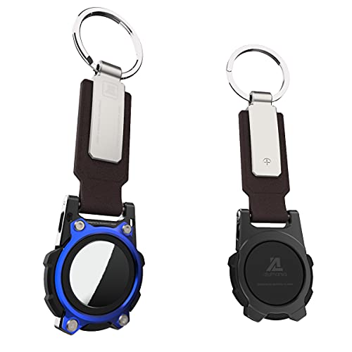 alumania エアタグ用保護バンパー&キーホルダー BLUEベゼル アルミとシリコンブロックのハイブリッド
