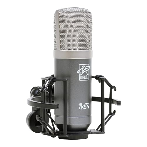 Roswell Pro Audio Mini K67x 34mm Professional Studio XLR Large Diaphragm Condenser Microphone with Vintage Circuit, Custom Output Transformer & Harmonic Saturation for Podcasting, Vocals, Guitars - 1U