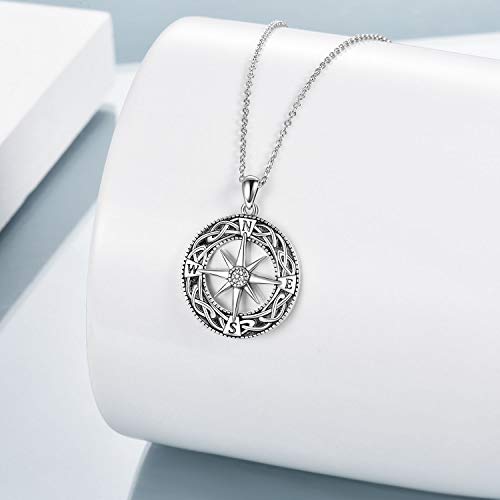 Onefinity Compass Necklace Sterling Silver Celtic Knot Necklace Graduation Friendship Talisman Travel Necklace Inspirational Graduation Gift Jewelry Gifts For Women Girls #TOP2