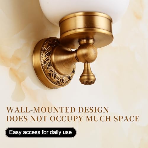 Image of Wall Mounted Bathroom Toilet Brushed Holder Set, Antique Brass Pattern Carving,Brushed Bronze