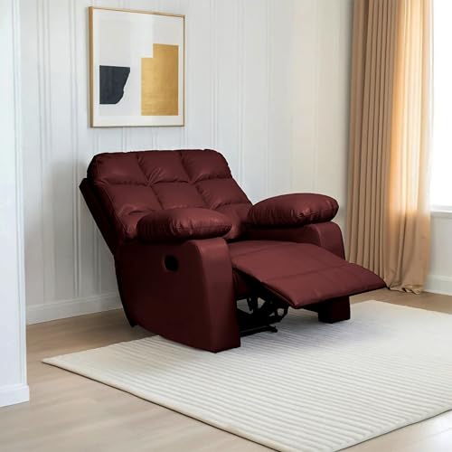 Image of Lumina 1 Seater Recliner | Single Sofa Chair for Living Room Comfort | Ergonomic Design (Leatherette - Brown)