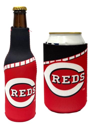 MLB Baseball Can & Bottle Holder Insulator Beverage Cooler (Cincinnati) Reds - Red Logo)