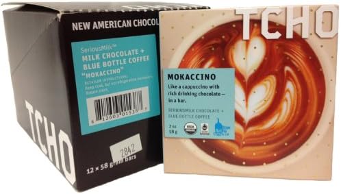 Tcho Chocolate Mokaccino Milk Chocolate with Coffee Bar 12 Pack 2Oz. Bars