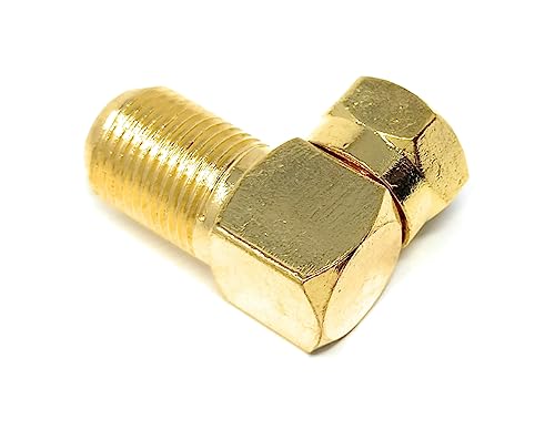 DRUT 1pcs F Type Male to Female Socket Right Angle Coupler Satellite Cable Adapter (Gold) - Image 2
