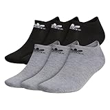 adidas Originals Men's Trefoil No Show Sock (6-Pair), Heather Grey/Black/White, Large, (Shoe Size 6-12)