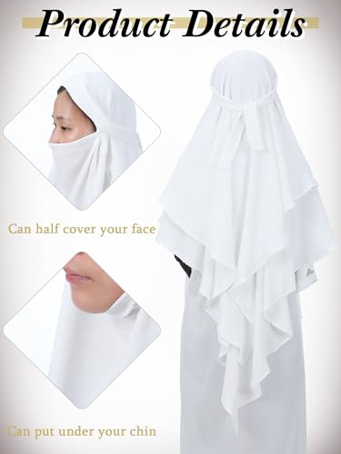Geyoga Women's Muslim Prayer Hijab 2 Layers Islamic Hijab Cover Soft Lightweight Breathable Hijab Long Scarf4