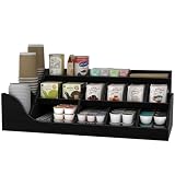 Suli Exact Großer Organizer für die Kaffeestation, Pod-Halter aus Holz für die Arbeitsplatte mit Schublade für Gewürze, Sirup und Teetassen, geeignet für Empfangsbereiche,3 Etagen,Schwarz