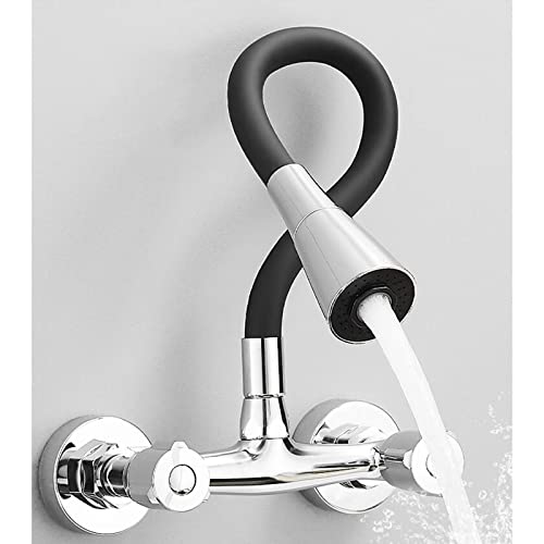 Robinet mitigeur de cuisine mural double trou eau chaude et froide