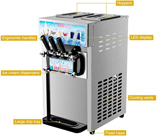 image for CO-Z Commercial Ice Cream Machine Soft Serve Stainless Steel 3 Flavors