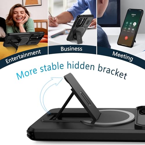 Image of ShieldTech MagStand Series Case for Samsung Galaxy S26 Plus 5G, Mobile Cover with Sliding Camera Shield, Mag-Safe, Kickstand, Shockproof for Samsung Galaxy S26 Plus 5G - Black